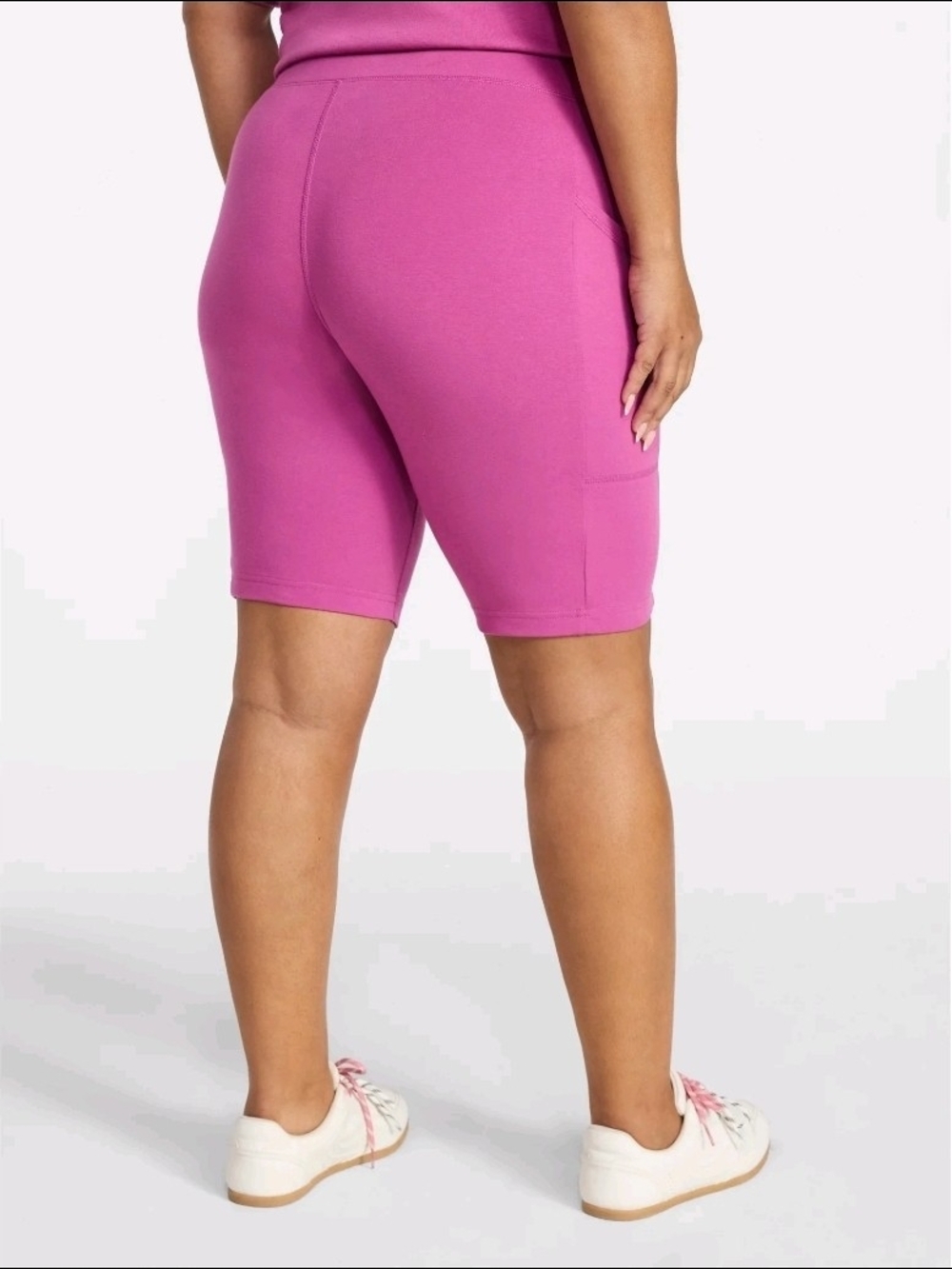 Terra & Sky NEW Pink Bike Shorts with Pockets Plus Size 3X High Rise 9" Inseam - Picture 3 of 7